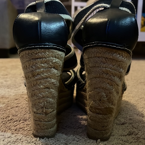 Blue and white wedges espadrille stretch straps size 7.5 - Picture 4 of 5